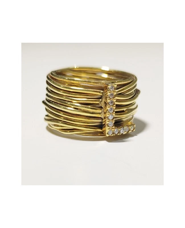 Anello Argento925 dorato filo intrecciato della vita con lettera iniziale - Immagine 3 di 3