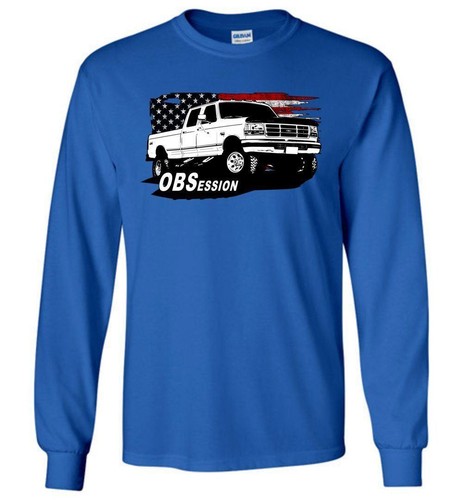 OBS Ford Crew Cab Shirt, Mens Patrioitc Power Stroke Truck Shirt Long Sleeve - Picture 3 of 8