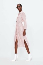 Zara Striped Long Flowy Tunic Button Up Dress S