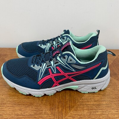 Asics Gel-Venture-8 Sneakers Womens 8 Blue Pink Lace Up Running Shoes 1012B230