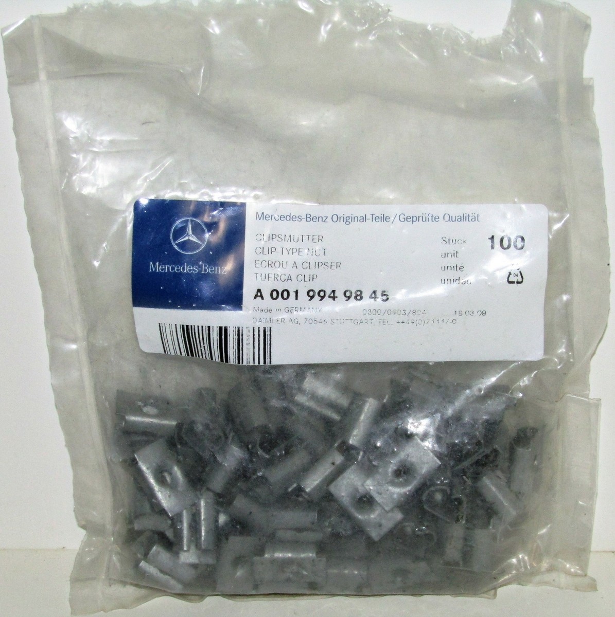 NEW GENUINE MERCEDES BENZ CLIP TYPE NUT LOT OF 67 OEM PART NO. A 