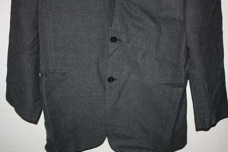 Blazer de lana para hombre gris oscuro hecho en Italia Donna Karan firma talla 42L Foto 3 de 4