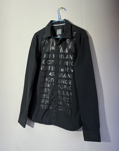 Armani Exchange Big Logo Black Button up Shirt - Picture 3 of 11
