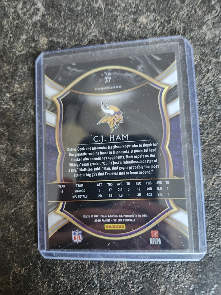 2020 Panini Select Rookie C.J. Ham Card# 37 - Image 2 of 2
