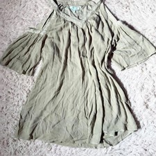 Boho Earthy Embroidered Hippie Indie Cold Shoulder Flowy Dress Womens L Peasant