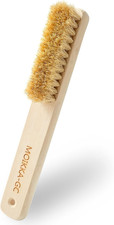 Wood Laundry Stain Brush with Boar Bristle, Tough Stain Remover for Delicate Fab