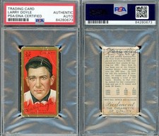 T205 Gold Border Piedmont Larry Doyle Signed Auto PSA Authentic Signature RARE