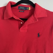 Polo Ralph Lauren Short Sleeve Polo Shirt Custom Slim Fit Mens M Red Cotton