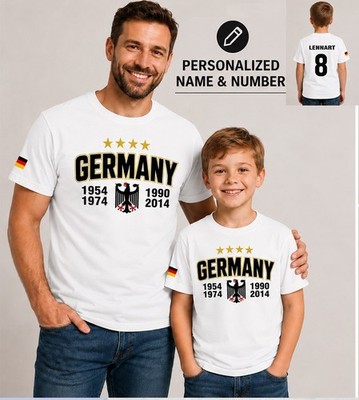 Deutschland Fußball T-Shirt Personalisiert Mit Name Nummer EM Fan Trikot