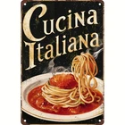 Cucina Italiana Vintage Tin Metal Signs Home Décor 8x12, Italian Food Wall Art
