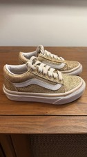 VANS Old Skool Girl's Gold Glitter Skate Shoes Lace-Up Sneakers Size 11.0