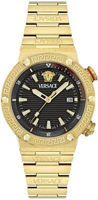 Versace VE8G00624 Diver 10 ATM Greca Logo Black Gold Stainless Steel Men's Watch