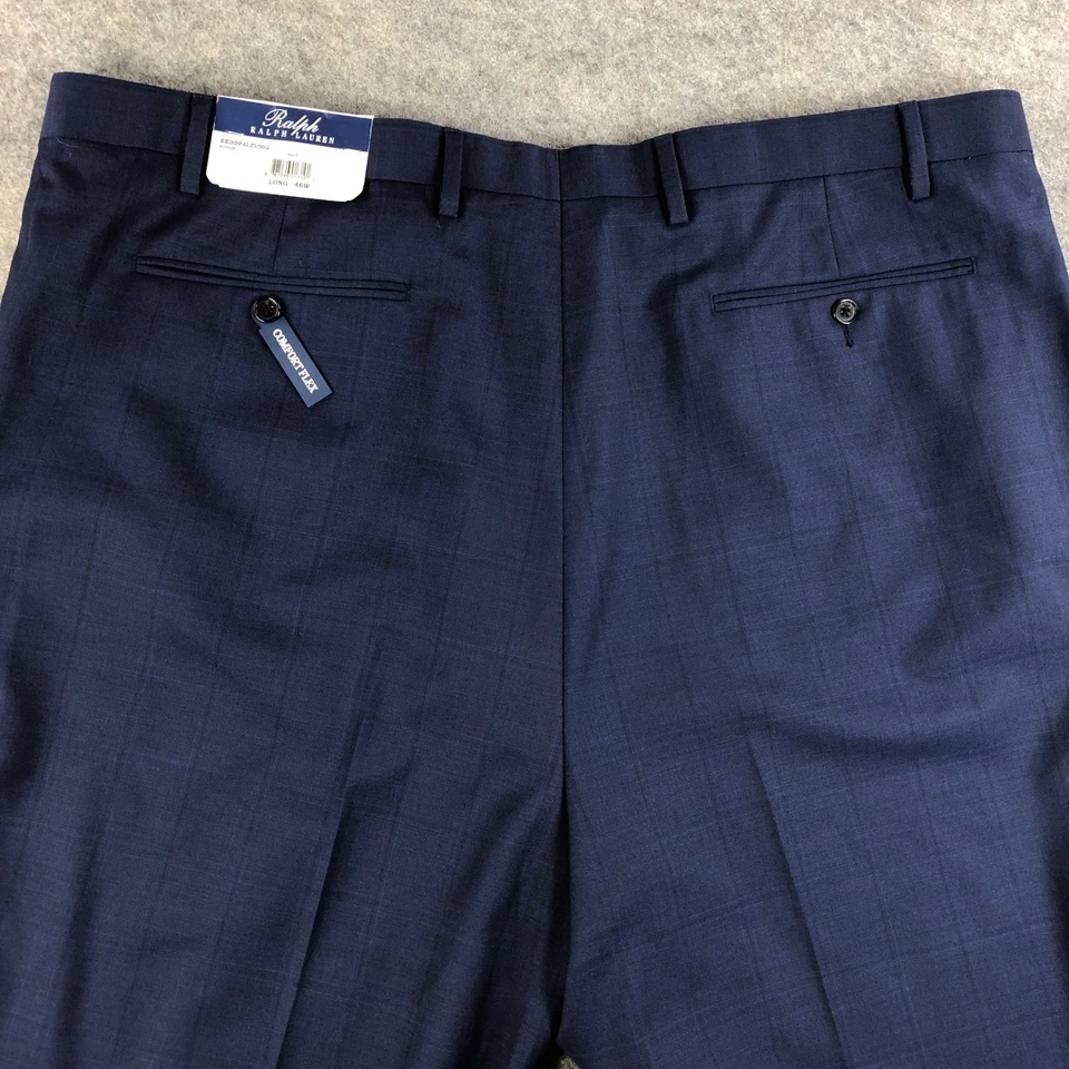 Ralph Lauren Big Tall Mens Navy Plaid Wool Blend Suit Separate Pants 46W Long - Image 3 of 4