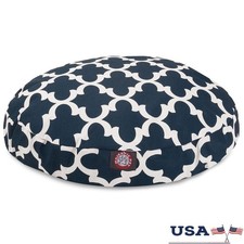 Round Dog Bed Waterproof Zippered Cover Machine Washable Plush Fiber Fill New