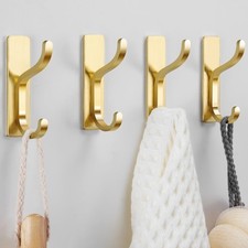 Wall Hooks for Coat and Towel: 13lb Adhesive Door Hanger Stick On, Sticky Hoo...