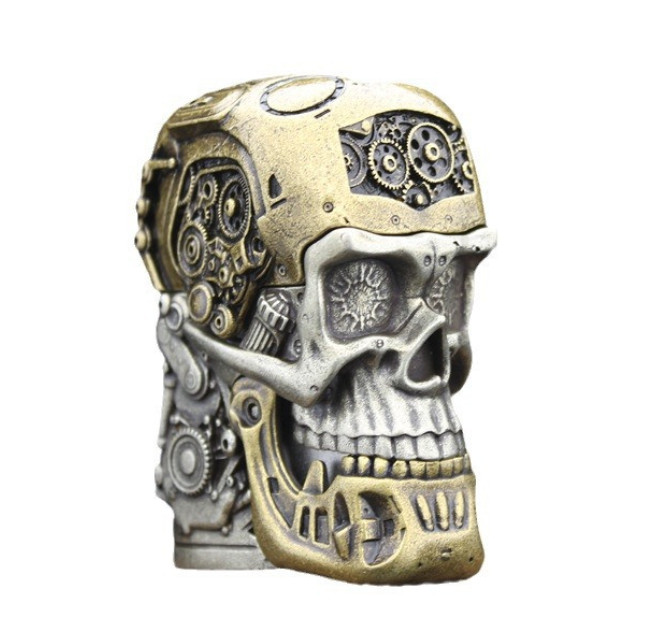 Mechanic Two-tone Skull Asia Full Cover Custom Wood Box