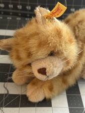 Steiff Cat Orange Tabby Seated  6" w Ear Tag Button Kitten Plush Animal 