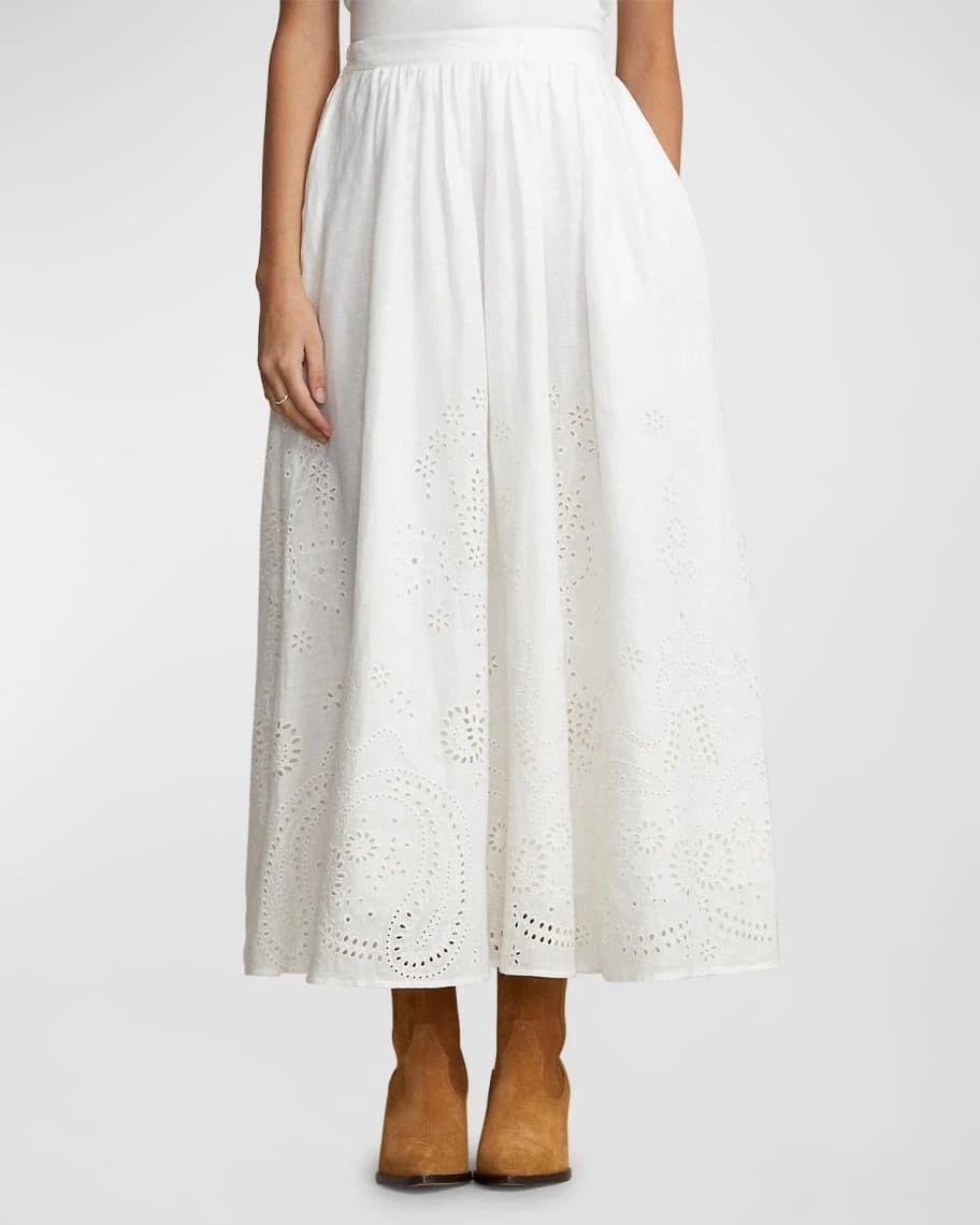 RRP £439 POLO RALPH LAUREN LINEN midi skirt size us 8 uk 12 eur 40 embroidered
Opens in a new window