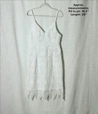 Minuet White Floral Lace Bridal Midi Slip Dress L Romantic Coquette Cottage