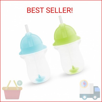 Munchkin Any Angle Weighted Toddler Straw Cups with Click Lock Lid, 10 Ounce, 2 