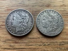 US Morgan Silver Dollars 2 coins circulated details Pre 1904 Lot T2