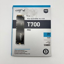 Crucial T700 PCIe Gen 5 M.2 2TB Black 96% Health Used With Box