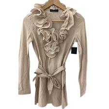 Donna Bella Italy Silk Romantic Ruffled Neckline Dusty Rose Size Small