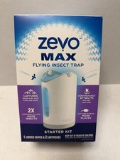 Zevo MAX Flying Insect Trap Starter Corded Device 2 Cartridges  1 Refill NEW
