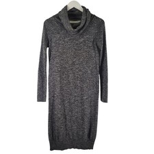 Max Studio Knit Sweater Dress Womens Medium Gray Turtle neck Cowl neck