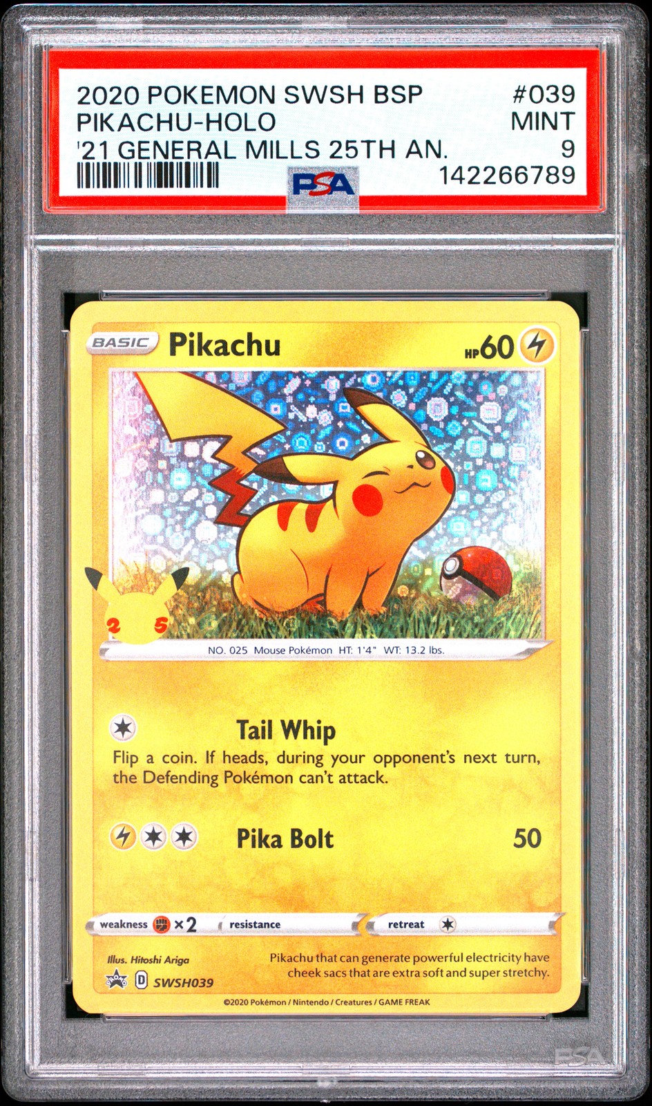 2020 POKEMON SWSH BLACK STAR PROMO #039 PIKACHU-HOLO PSA 9