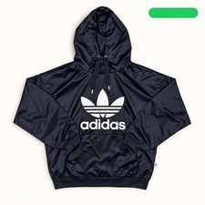 Adidas Originals Black Satin Trefoil Hoodie XS