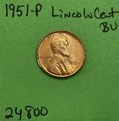1951-P Lincoln Wheat Cent / Penny 1c BU US Coin See Pictures