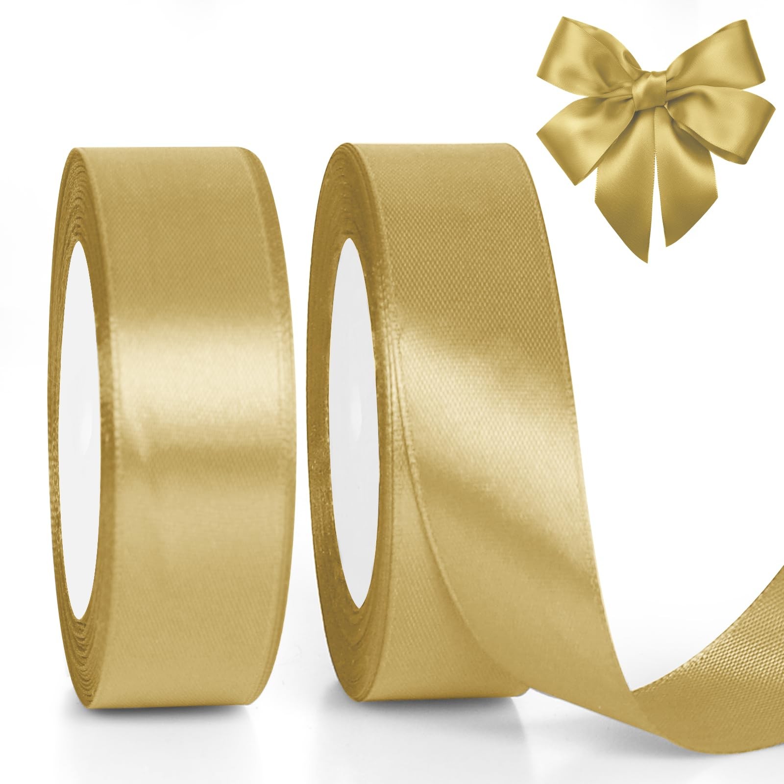 Ruban satin doré 25mm x 46m pour emballage cadeau et couture créative