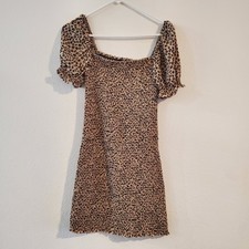 Trixxi Women's Tan and Black Animal Print Mini Bodycon Dress Size M