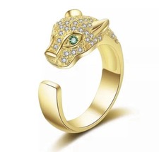Ring Panther Gold Goldfarben Damen Herren Unisex Größen verstellbar Neu