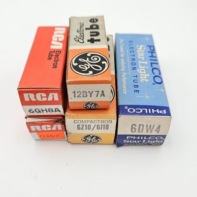 Electron Tubes RCA, GE, Philco, Mixed Lot 5, 6GH8A 15DQ8 12BY7A 6DW4 6Z10/6J10