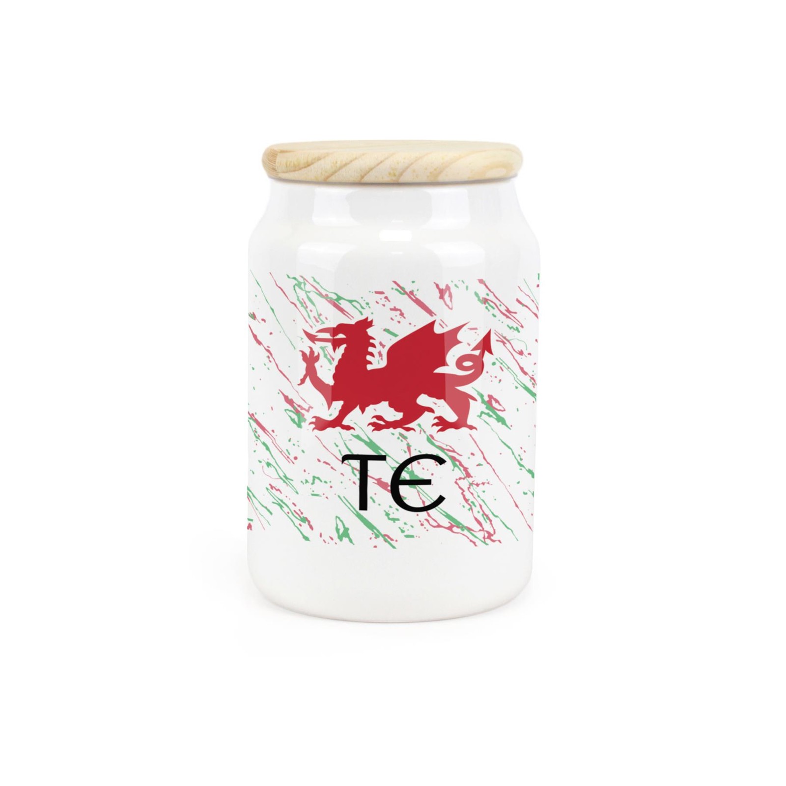 Ceramic Tapered Welsh Dragon Te Canister - Tea Storage Container