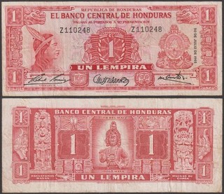 Honduras 1 Lempira 1965 VF P 54A