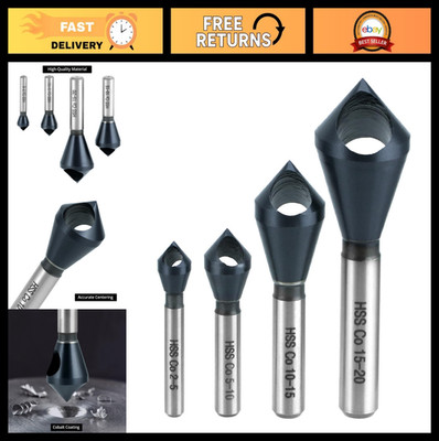4PCS Cobalt Countersink Chamfer Tool Set, M35 High-Speed Steel, 90° Angle