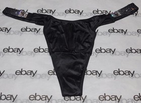 NEW Victoria's Secret Bombshell Plunge Bra Black Satin 36C & Thong Set Large VS