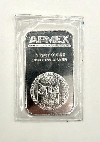 APMEX Silver Bar 1 oz Fine .999 Troy Ounce, Protective Plastic Case