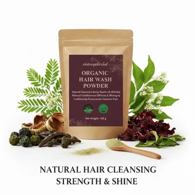 Organic Hair Wash Powder Amla Reetha Shikakai Bhringraj & Hibiscus Chemical-Free