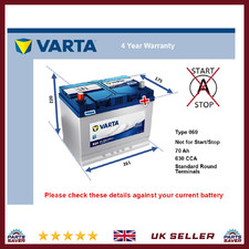 Battery fits TATA SAFARI 2.0 2.1 2.0D 1998 on Varta 069 630A 70Ah 4Yr Warranty