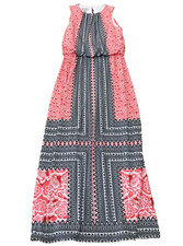 London Style Womens Sleeveless Maxi Dress SZ 4 Pink Floral Stretch Lined