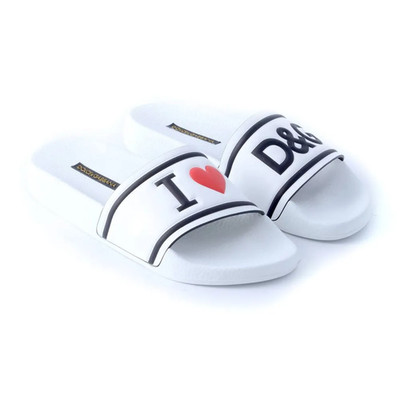 $975 DOLCE & GABBANA Italian pool slides sandals - white - IT 40 / US 10