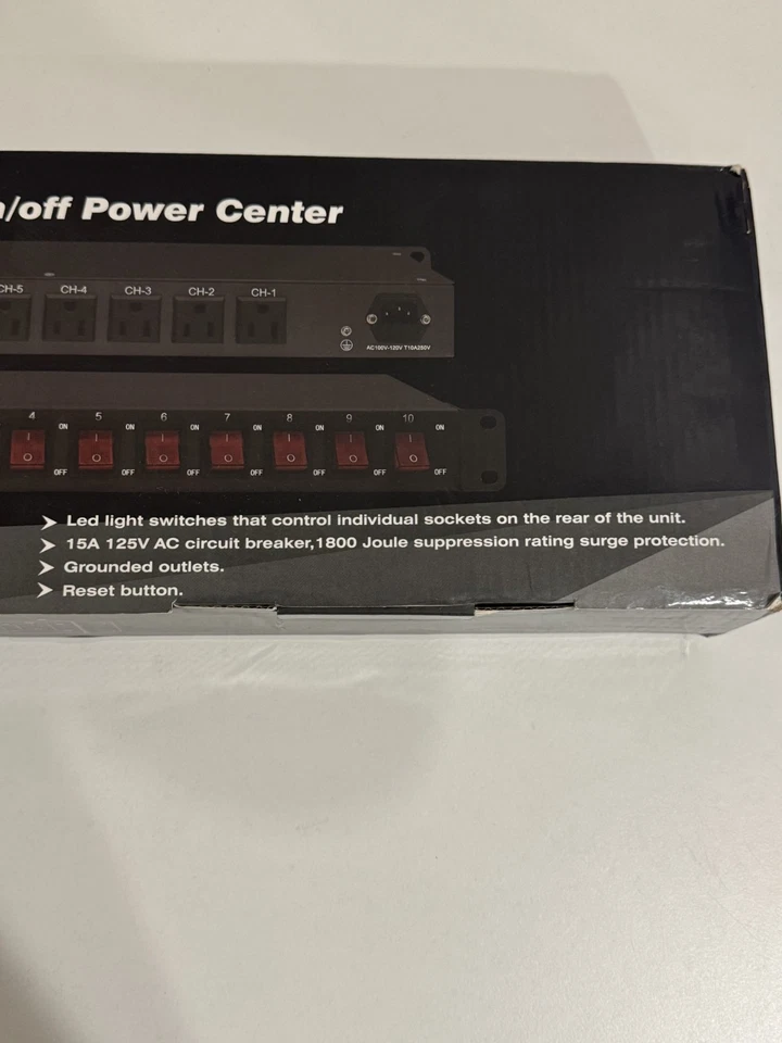 UltraPoE 10 Outlets 1U Rack Mount Power Strip, 100-240V/15A/50-60HZ - Image 2 of 4