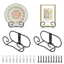Sumnacon Plate Hangers for the Wall Metal with Screws,4 Pack Holders Displaying