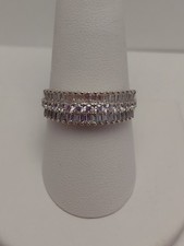 Hallmarked IBB 925 Sterling Silver Round, Baguette Cut Cz Ring Size 9