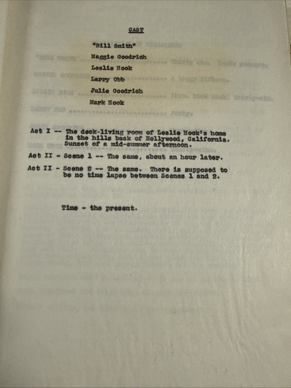 Marion Fairfax Hand Typed Manuscript “0ne Evening” .  