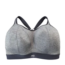 Panache Sport Underwire Sports Bra Gray Adjustable Criss Cross Strappy Size 40 F